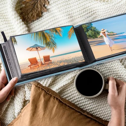 2 Pack Small Photo Albums, 6x4 Slip In Photo Albums, 200 Photos Flip Photo Book Album, Portable Memory Book with Linen Cover for Birthday Wedding Family Travel Anniversary (Blue) - Image 6