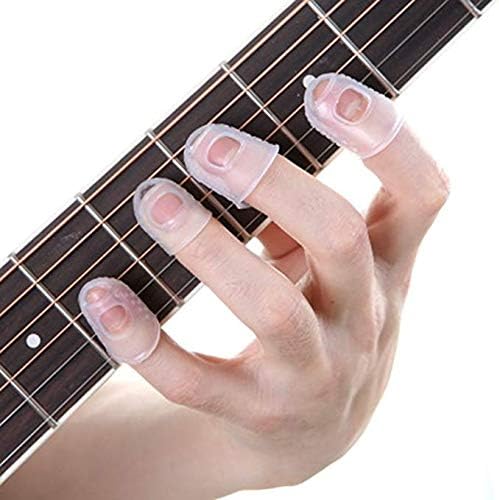 LnLyin Fingertip Protector for Ukulele Guitar Silicone Finger Guards 15pcs,Transparent,5 Sizes