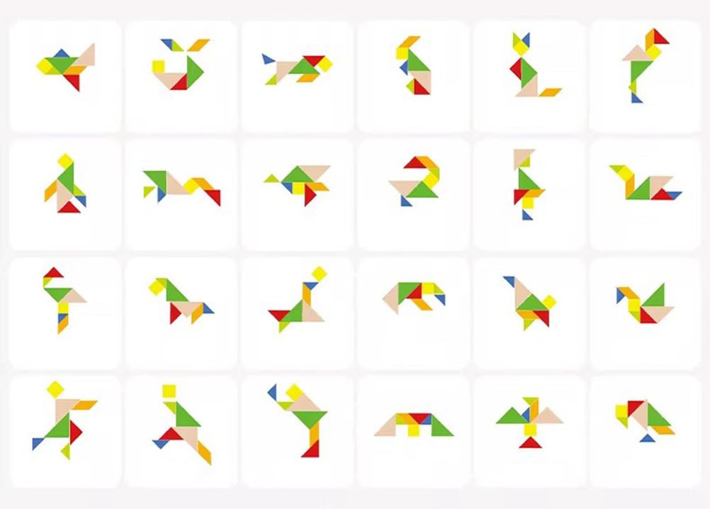 Montessori - Rompecabezas de madera Tangram, formas geométricas Tangram Games