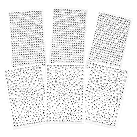 6 Sheets 2100 Pcs Clear Rhinestones Stickers Self Adhesive Bling Gems Jewels Stickers, Stick on Rhinestone Strips for DIY Craft&Art Project,Decorate Face Body,Home Decoration (3-6mm) Cover