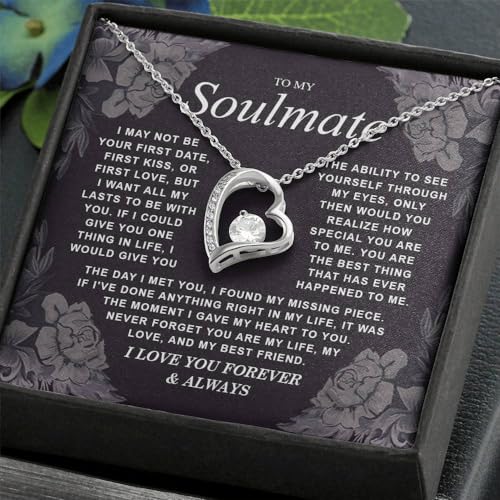 To My Soulmate Necklace Gift for Wife, Girlfriend, Fiancée - Anniversary, Valentine's Day Necklace Gifts Soul Mates Gift, Soulmate Jewelry Birthday Gifts From Husband Forever love Pendant4