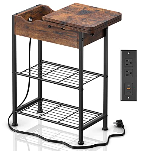 Buy CCCEI Narrow End Table with USBC Fast Charging Station, Wood Couch