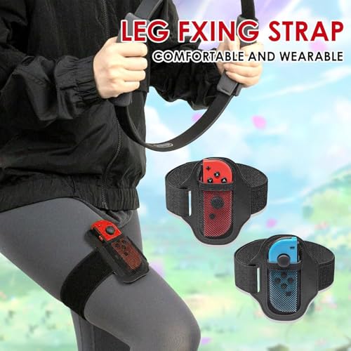 Dumhuts 2 Stück Beingurte kompatibel mit Nintendo Switch Sports Soccer/Ring Fit Adventure - Verstellbare Beingurte für Switch OLED/Switch, Elastische Gurte für Erwachsene und Kinder