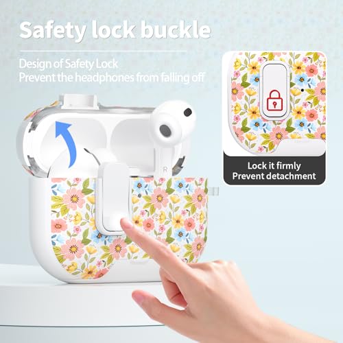 Image of for AirPods Pro 3 Case with Lock & Phone Stand,Cute Floral Pattern Style