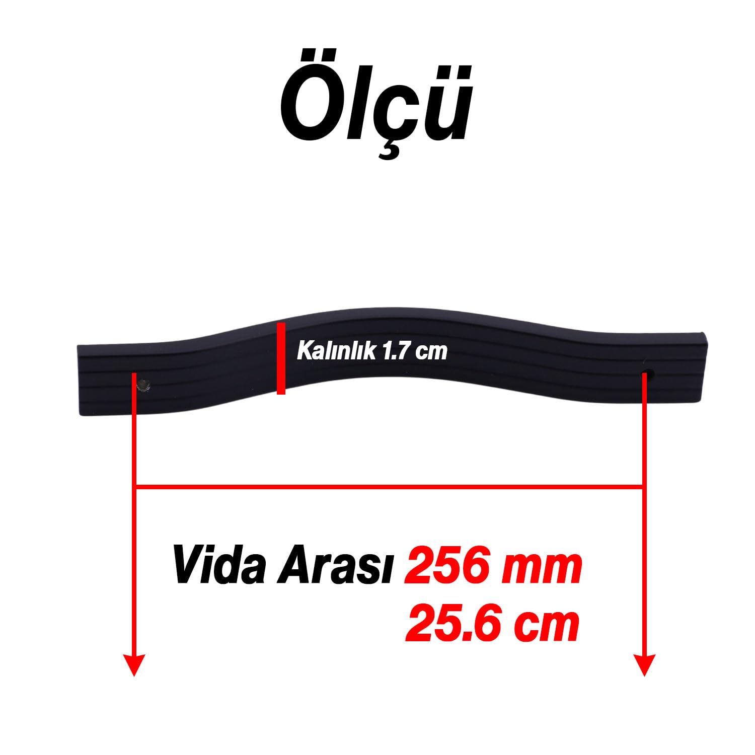 Sümbül Kulp 256 mm Siyah Metal Mobilya Kulpu Modern Mutfak Dolabı Çekmece Kolu Dolap Kapak Kulpları