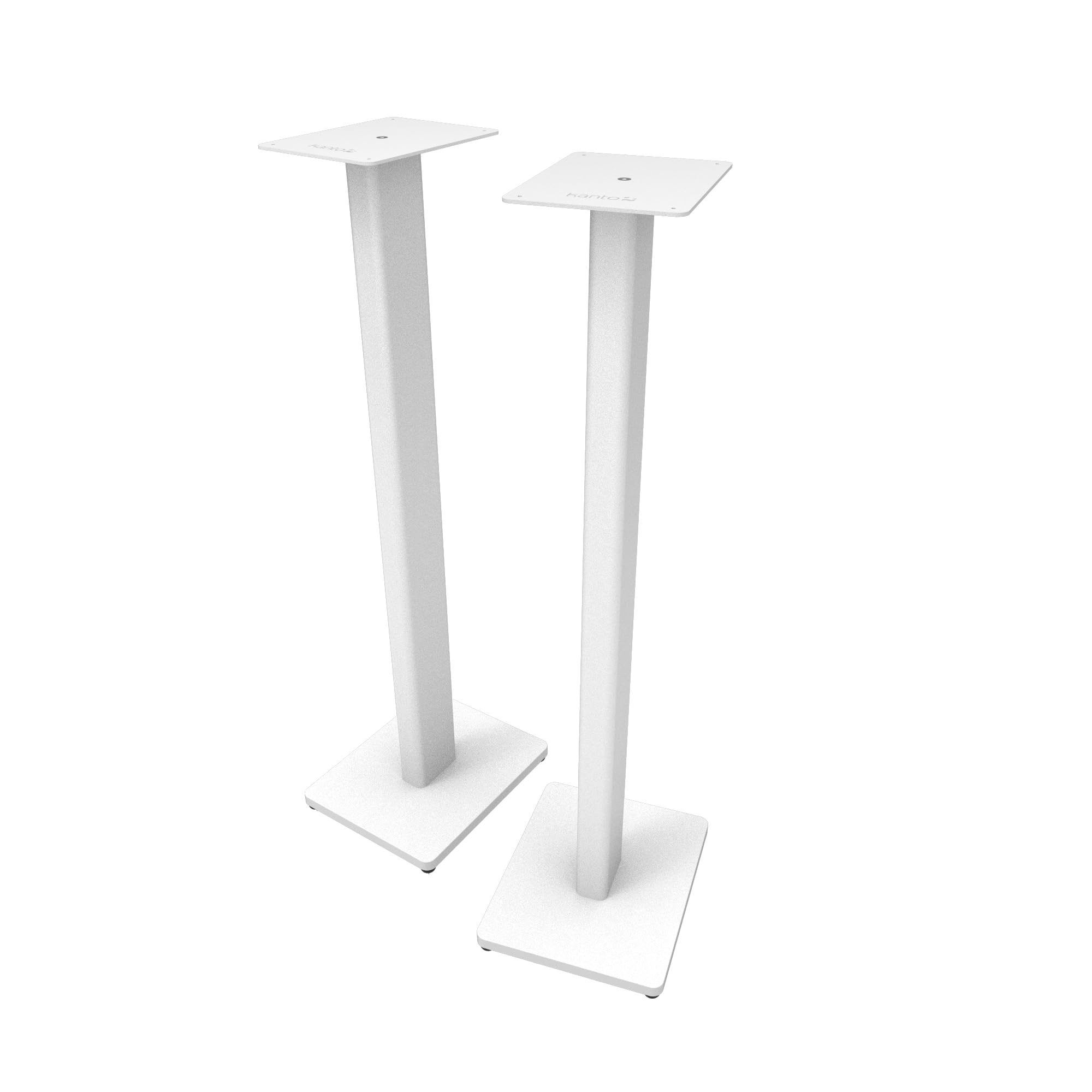 KantoST34 34” Universal Speaker Floor Stands for Bookshelf Speakers up to 30 lbs | Improved Sound | Hidden Cable Management | White MDF Base | Pair