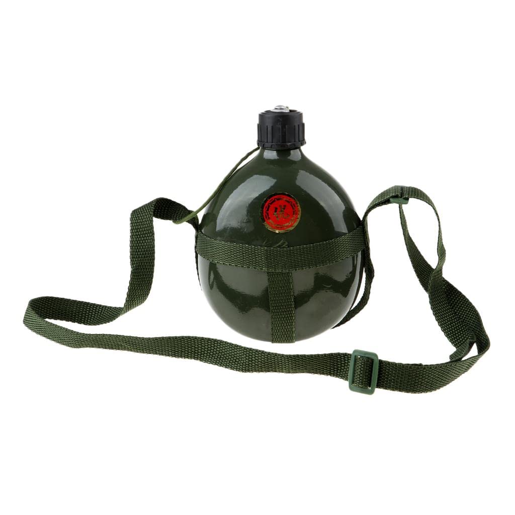 Club Bollywood®Outdoor Army Green Canteen Water Bottle Camping Retro Aluminum Container W/Shoulder Strap|||• |1 Piece Water Bottle-image-39