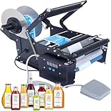 Etikettiermaschine Für Runde Flaschen, Etikettendrucker Mit Fußpedal, Halbautomatische Flachetikettiermaschine Mit Hoher Geschwindigkeit 30 Etikettierungen/Minute Für Runde Glasflaschen Standard