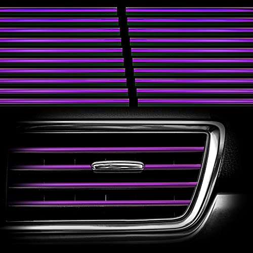 Hadwoer 20Pcs Car Auto Air Conditioner Vent Outlet Trim Strip, DIY Decoration Chrome PVC Car Interior Moulding Trim Strip Line for All Straight Air Vent Outlet (Purple)