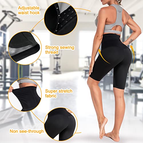 Likeonce Sauna Shorts For Women Sauna Pants Thermo Workout Waist Trainer Tummy Control Compression Leggings For Women (Black, Large) #TOP4
