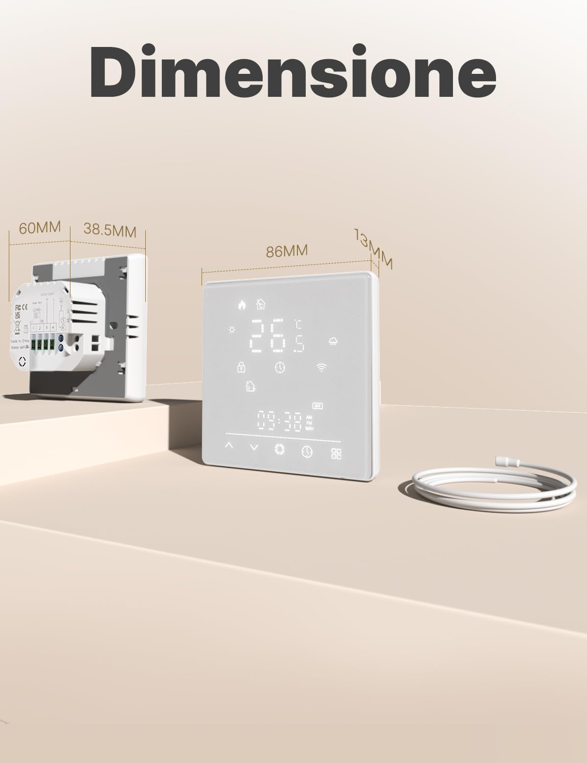 MOES Termostato Intelligente per Riscaldamento a Pavimento Elettrico WiFi | Termostato Ambiente Programmabile Compatibile, Alexa/Google Home, Smart Life/Tuya ( ZigBee Hub Richiesto)