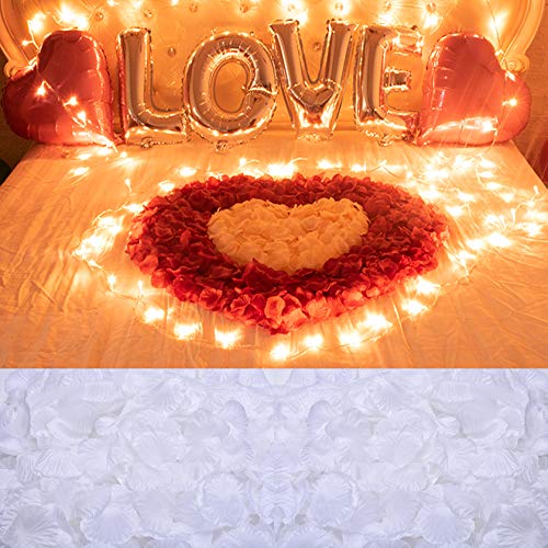 Image of 1000PCS Fake Rose Petals for Romantic Night Romantic Festive Atmosphere Creation for Marriage Proposa Wedding Valentine's Day Decoration Party Activities(White)