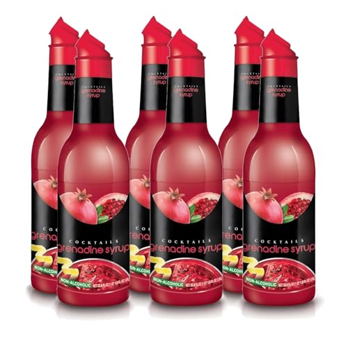 Grenadine Syrup Drink Mix, 1 Liter Bottle (33.8 Fl Oz), Pack of 6