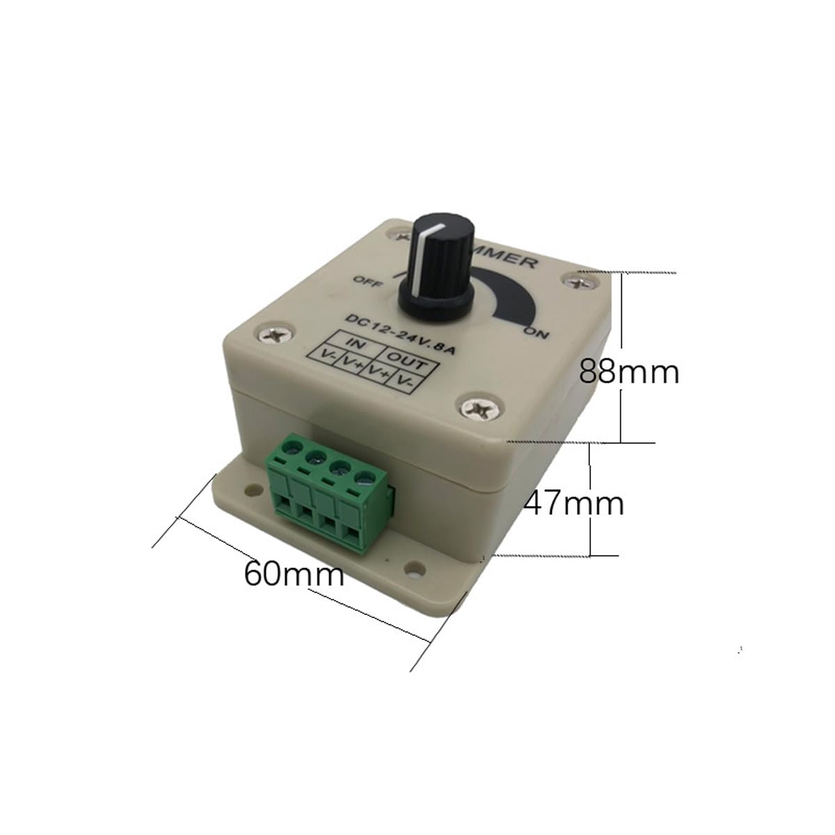 LED monochrome dimmer manual dimming controller 8A with DC 12-24V light strip LED controller 3PCS, White - Image 4