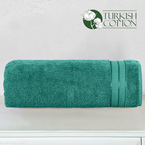 Image of Elegant Comfort Three Line Popcorn Towel Set for Bathroom 35 x 70 inches, Premium Hotel Quality 1-Pack Jumbo Towels, 100% Turkish Cotton, Soft and Durable, Quick Dry and Highly Absorbent, Teal Blue