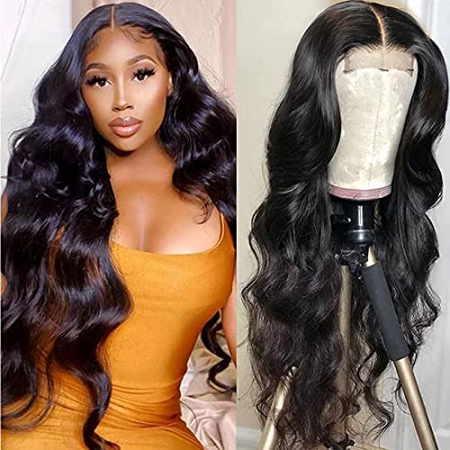 28Inch Lace Front Wigs Human Hair Body Wave Wig 4x4 Lace Body Wave Closure Wigs Pre Plucked with Baby Hair Glueless Body Wave Human Hair Wigs for Black Women 150% Density Body Wave Lace Frontal Wig