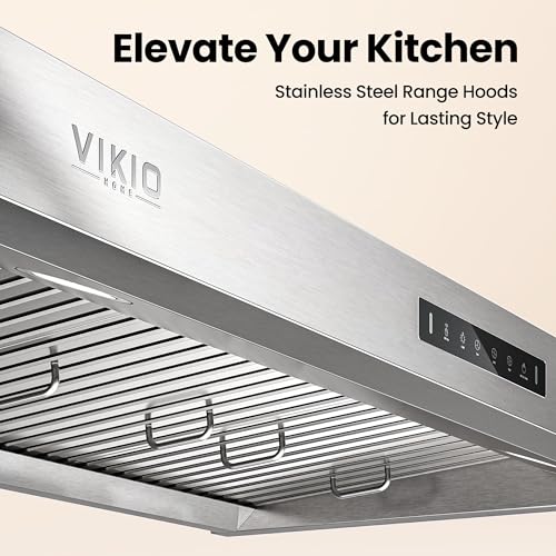 Image of VIKIO HOME 42 inch Range Hood,900 CFM Powerful Vent Hood,Under Cabinet Range Hood with 1.5 Sones Quiet, Stainless Steel Hood Vents for Kitchen,Gesture Control&Delay Shutdown,Dishwasher-Safe Filters
