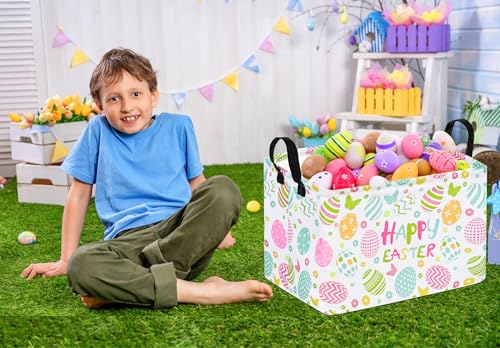 Image of Rectangle Gift Storage Basket Home Shelf Storage Basket Organizer Box Clothes Laundry Hamper Nursery Basket Laundry Basket with Handles (easter egg)
