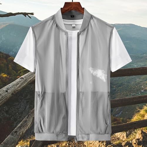 Men's Summer Casual Lightweight Breathable Mesh Vest Cycling Zip Utility Fishing Safari Travel Vests with Pockets3