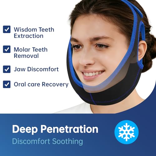 Image of Wisdom Teeth Ice Pack Head Wrap Jaw Face Ice Pack with 4 Gel Packs for Wisdom Teeth Removal Extraction Toothache Pain Relief Facial Face Oral Surgery TMJ Tonsillectomy Recovery Cosmetic Procedure