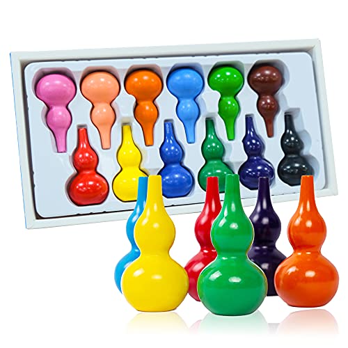 Cucurbit Crayons Richgv for Kids Washable, Non-Toxic 12 Colors Toddler Crayons Stackable Toys for Boys and Girls