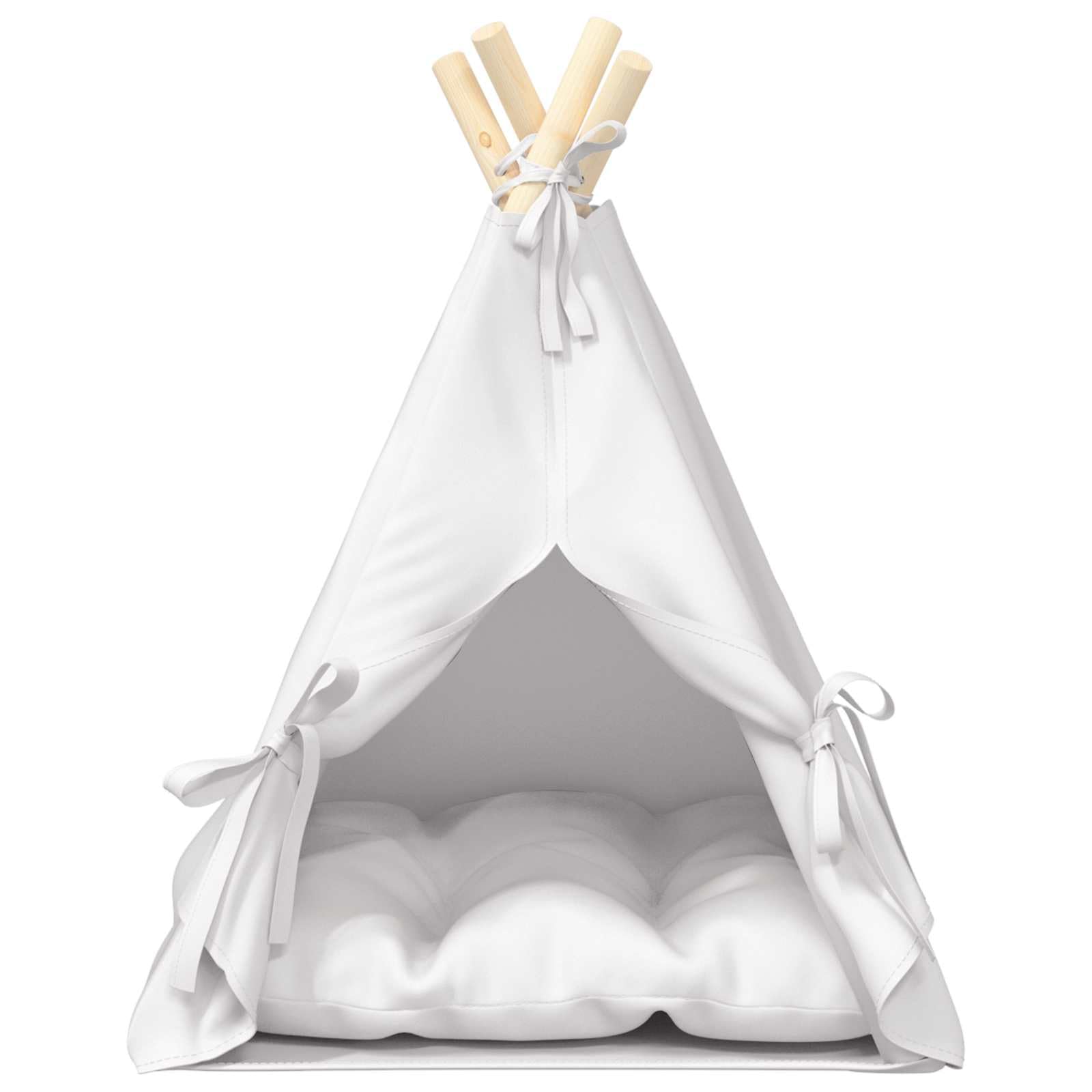 Tipi pour petits chiens et chats, niche en bois de pin, tente pour chat avec coussin doux, espace de couchage pour l'intérieur, 40 x 40 x 50 cm