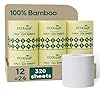 ECOLipak Bamboo Toilet Paper 3 Ply, Septic Safe Toilet Tissue, 12 Double Rolls, 320 Sheets Per Roll, Tree Free, Non Toxic, Soft and Absorbent, Eco Friendly Dye-Free Paper, White