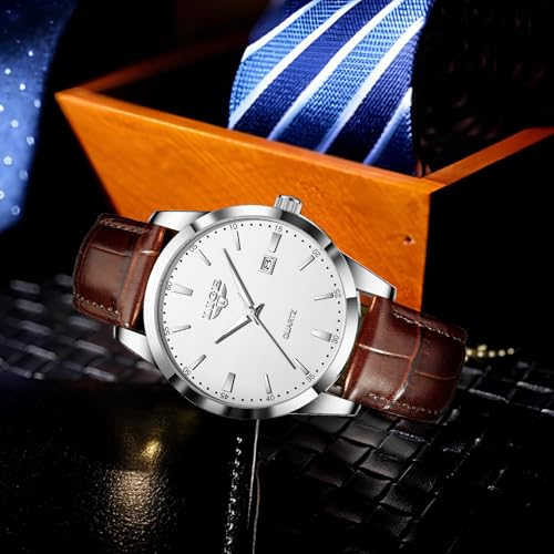 Image of LIGE Fashion Mans Wristwatch Date Luminous Dress Watch for Man Stylish Waterproof Quartz Wrist Watch Stylish Leather Watches for Men