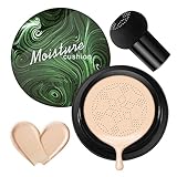 Mushroom Head Air Cushion CC Cream,Full Coverage Mushroom Head Liquid Foundation BB Cream Face Makeup,Oil Control Long Lasting Moisturizing Matte Concealer,Even Skin Tone（Ivory）