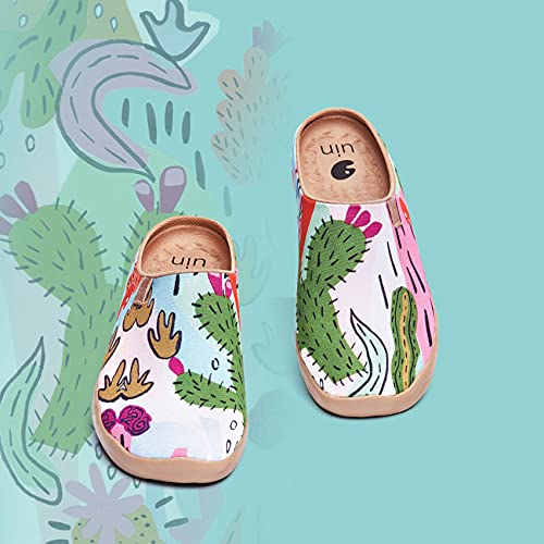 Image of UIN Slipper Woman Travel Art Painted Shoes Wide Toe Casual Home Slip On Mules Malaga