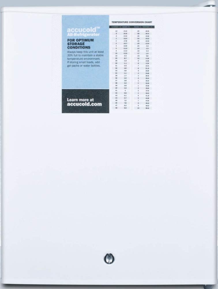 ACCUCOLD Compact Refrigerator - White Medical Mini Fridge, 2.4 cu.ft. capacity- FF28LWHPRO