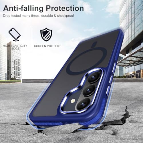 Image of MALEWOLF Case for Samsung Galaxy S26 Plus, Compatible with Magsafe, Translucent Cover [Military Grade Shockproof] [Anti-Slip Edge], Color Hybrid Magnetic Case for Galaxy S26+ (Darkblue)