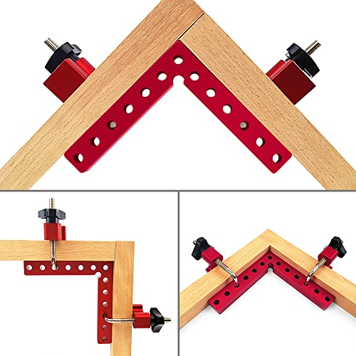 2 Pcs 90 Degrees Positioning Squares, Right Angle Clamps With 4 Clamps Aluminum Alloy L-Type Corner Clamp Woodworking Carpenter Tool For Picture Frame Box Cabinets Drawers (5.5"X 5.5") #TOP3