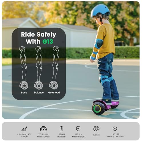 Image of Gyroor Self Balancing Scooter New G13 All Terrain Balancing Scooter with LED Lights, Self Balancing Off Road with Bluetooth for Kids ages 6-12 and Adults-Galaxy Purple