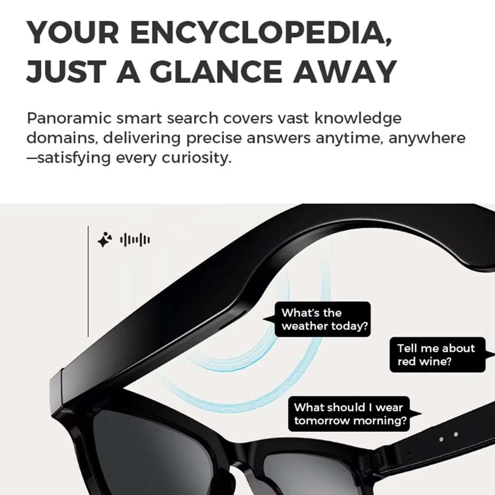 Occhiali intelligenti， Occhiali con fotocamera anti-vibrazione HD da 500 W, traduzione AI, chiamate, cuffie Bluetooth, occhiali, registrazione video, scatto di foto, vetro trasparente