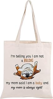 Bulldog Dog Tote Bag English Bulldog Lover Gift I Am Not a Bulldog I Am a Baby Grocery Bag Bulldog Mom Travel Shopping Bag (Bulldog Tote), One_Size
