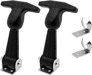 2 Pcs Elastic Stainless Steel Rubber Hood Catch Flexible T-Handle Hasp Rubber Flexible Draw Latches with Brackets for Tool Box, Vehicle Engine, Hood