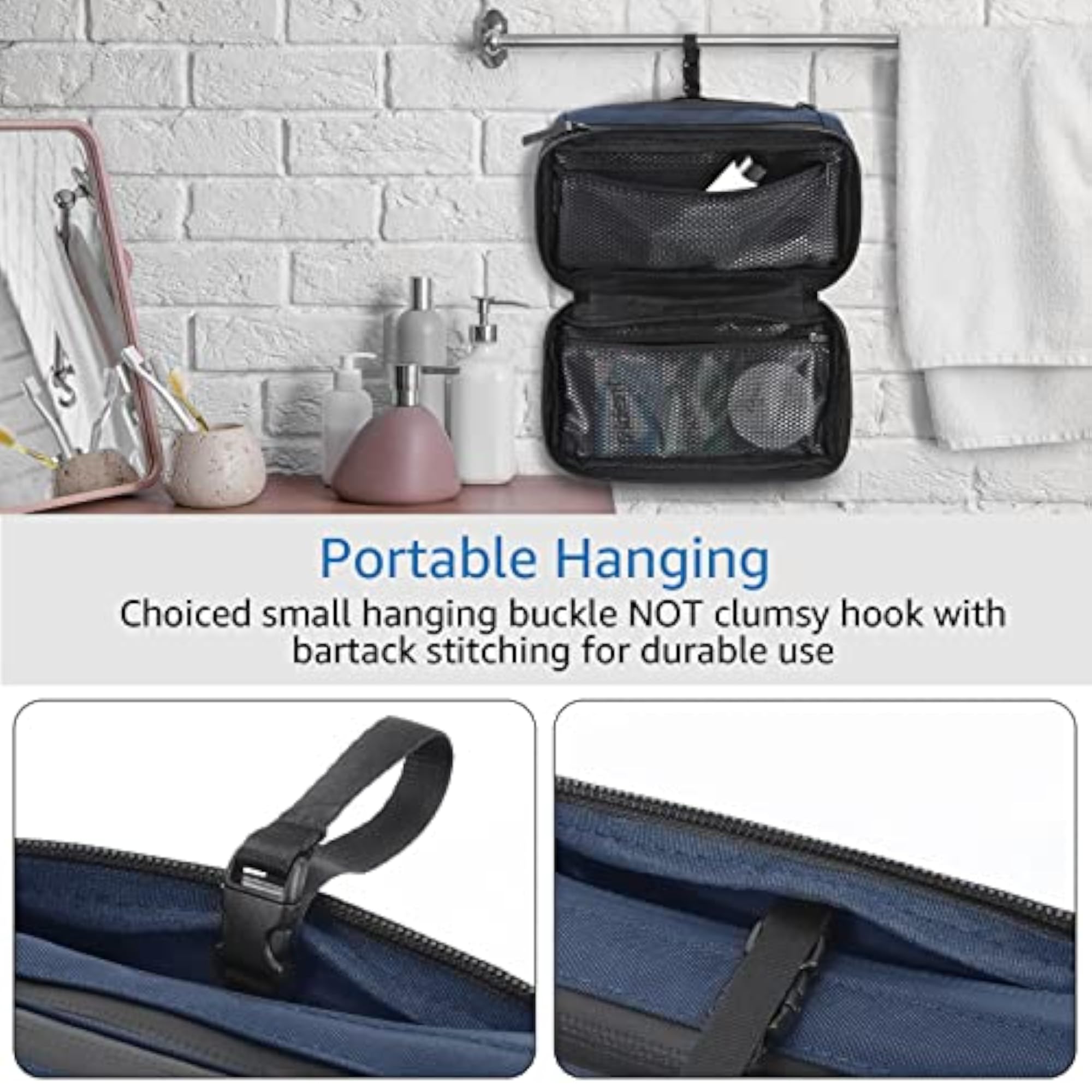 Compact Men's Toiletry Travel Bag, Waterproof Dopp Kit