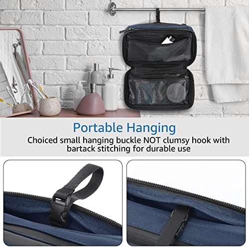 Image of Purevave Compact Mens Toiletry Travel Bag Hanging, Mens Dopp Kit for Travel Waterproof, Wash Pouch Blue