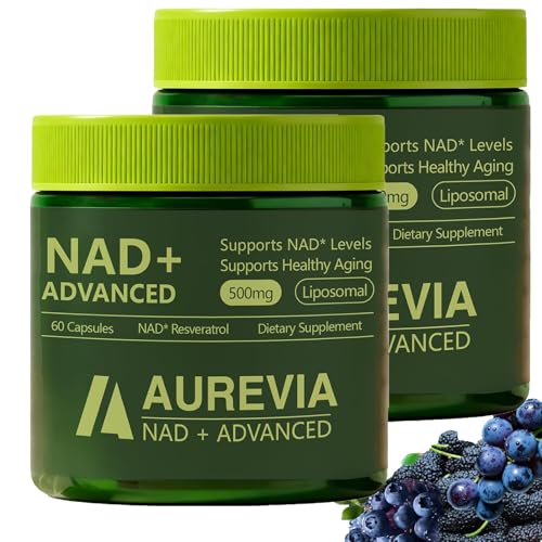 Aurevia NAD Advanced Supplement Aurevia NAD+ Advanced 500mg Liposomal for Energy & Cellular Health - Women & Men 60 Capsules