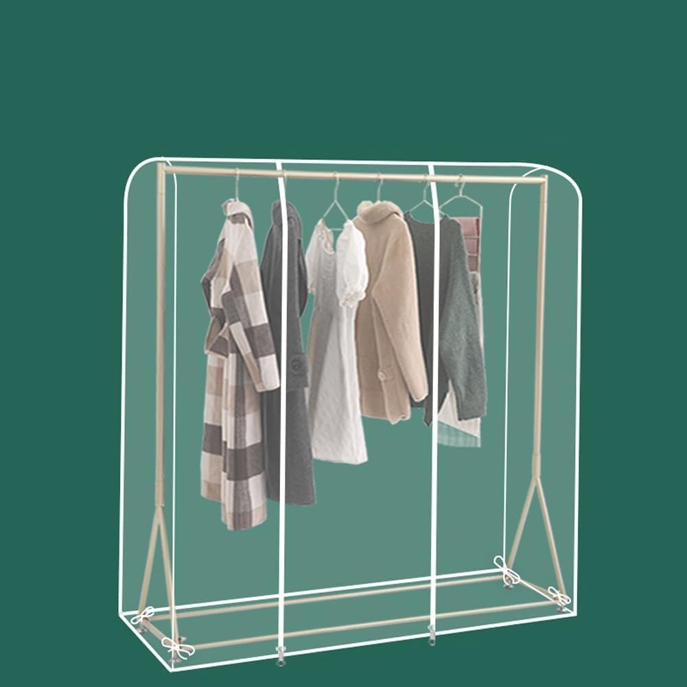 PEVA Dustproof Clothes Rail Cover, Transparent Clothes Rail Cover With Zipper And Straps, 90-150x50x150cm(B,150x50x150CM)