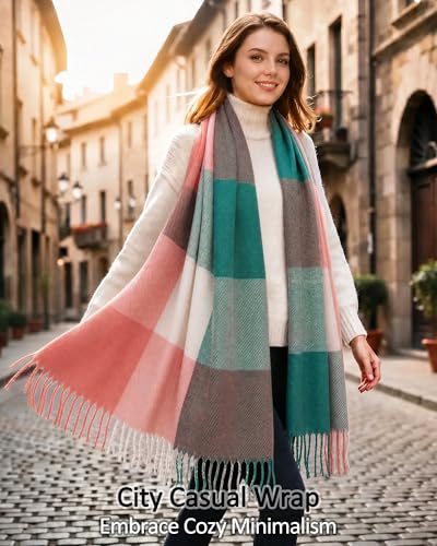 Image of Loritta Winter Scarf for Women, Long Plaid Shawl Wraps Scarves Gifts