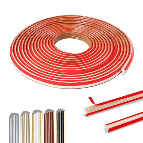 500cm Flexible Moulure Plafond Adhesive,PVC Moulure Murale ImperméAble, Moulure Decorative,Baguette De Finition Quart De Rond PVC Pour Mur, Coin De Bord,Porte Et Miroir Bord (12 X 9mm / Marron)