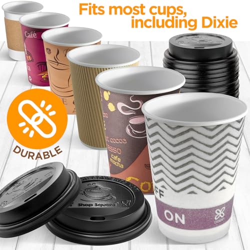 image for Shop Square (100-Pack) Coffee Cup Lids - Disposable Coffee Lids for 10
