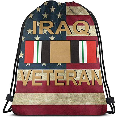Sanme Veterano de Iraq con Cinta Mochilas con cordón Gimnasio Bolsa de Viaje Logotipo