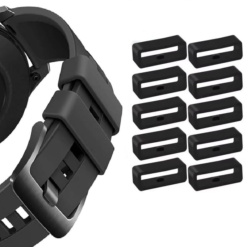 Pasador de goma para correas de reloj, Retenedor de Correa para Reloj, Hebilla de Silicona para reloj, Soporte para Correa de Reloj, Hebillas de silicona para reloj (Negro, 18 mm)