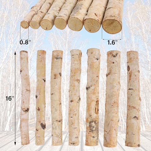 Prsildan 12 Pack White Birch Logs for Fake Fireplace Decorative Natural Birch Tree Branches Wood DIY Fire Logs Crafts for Indoor Outdoor Faux Fireplace Filler Decoration (0.8"-1.6" Dia)