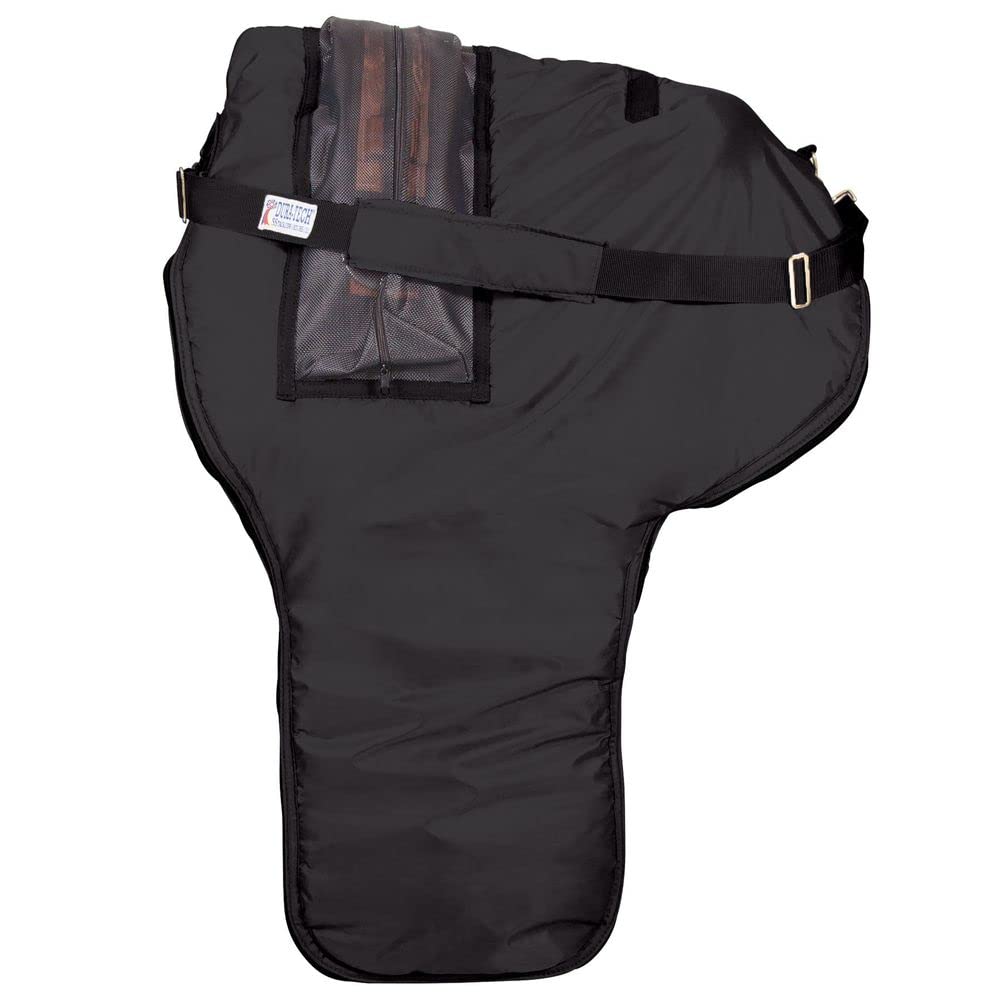 Dura-TechDeluxe Western Saddle Case | Color Black | Enhanced Length for Larger Saddles | Durable Nylon with Mesh Girth Pocket | Heavy-Duty Hardware | Padded for Protection