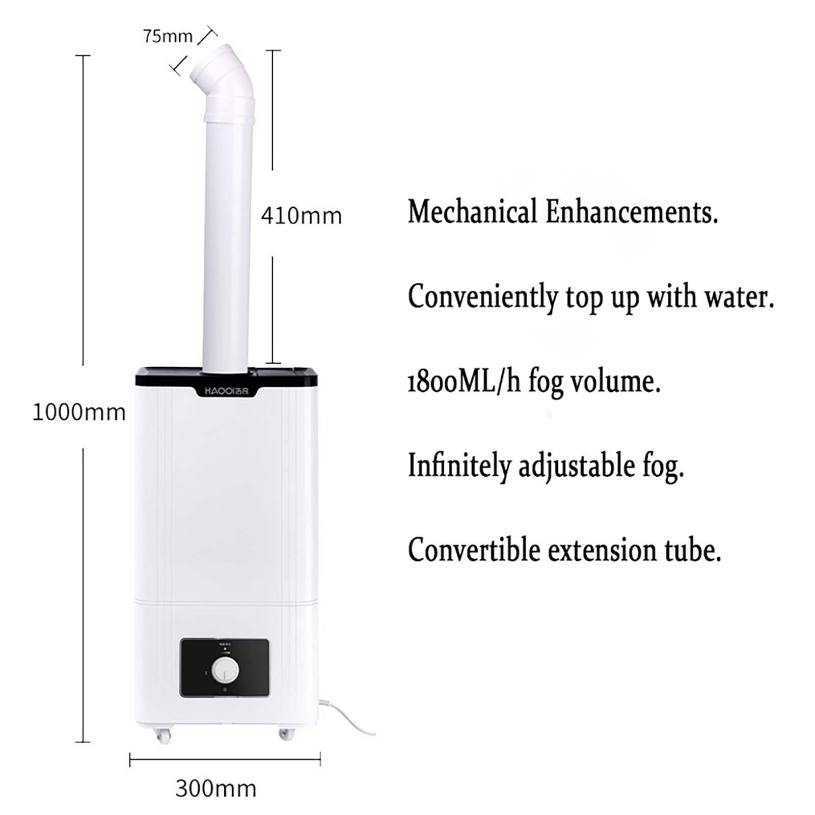 Umidificatore Industriale da 100 W Umidificatore Commerciale da 1800 ml/h, Umidificatori Silenziosi Applicabili Fino a 120 m², Umidificatore a Nebbia Fredda ad Ultrasuoni a 3 Velocità for Camera da Le