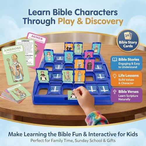 Ambercalm Guessing Bible Who I Am Game? – Bible Trivia Card Game for Kids & Families, 24 Holy Bible Characters with Life Story & Verse Card, Christian Sunday School & Youth Group Games Catholic Gifts by Ambercalm - Used condition - Image 5